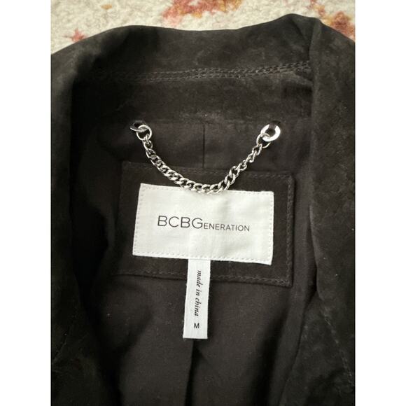 Bcbg Generation Women Genuine Suede Leather Moto Jacket Zip In Dark Brown - Picture 9 of 16